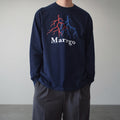 Blood ロングスリーブTシャツ ネイビー フロント モデル着用 血管 MARRGO