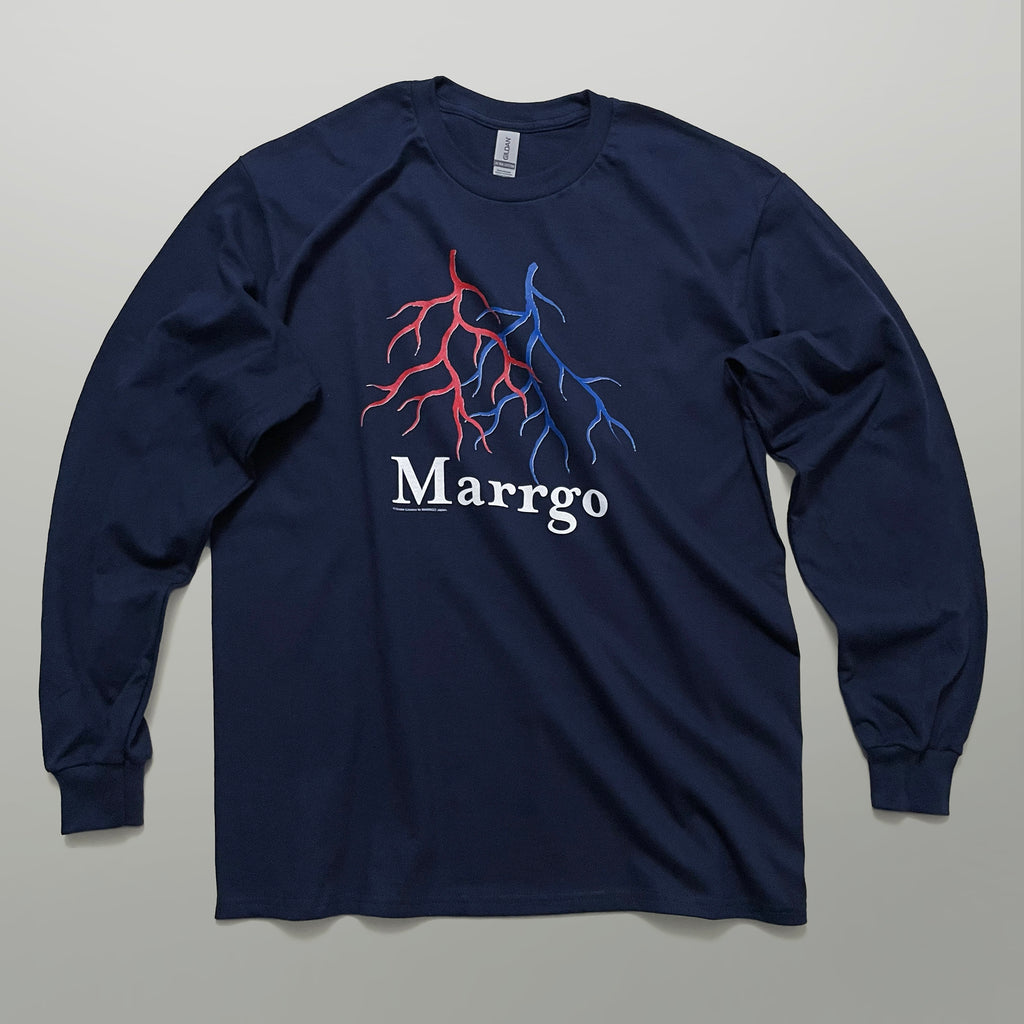 Blood ロングスリーブTシャツ ネイビー フロント 全体 血管 MARRGO