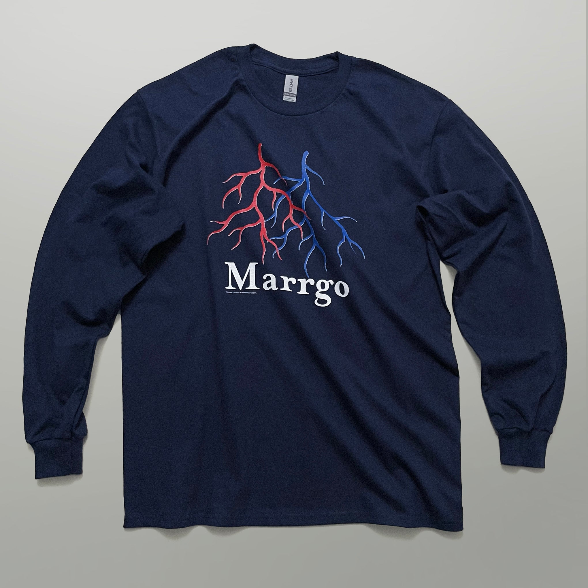 Blood ロングスリーブTシャツ ネイビー フロント 全体 血管 MARRGO