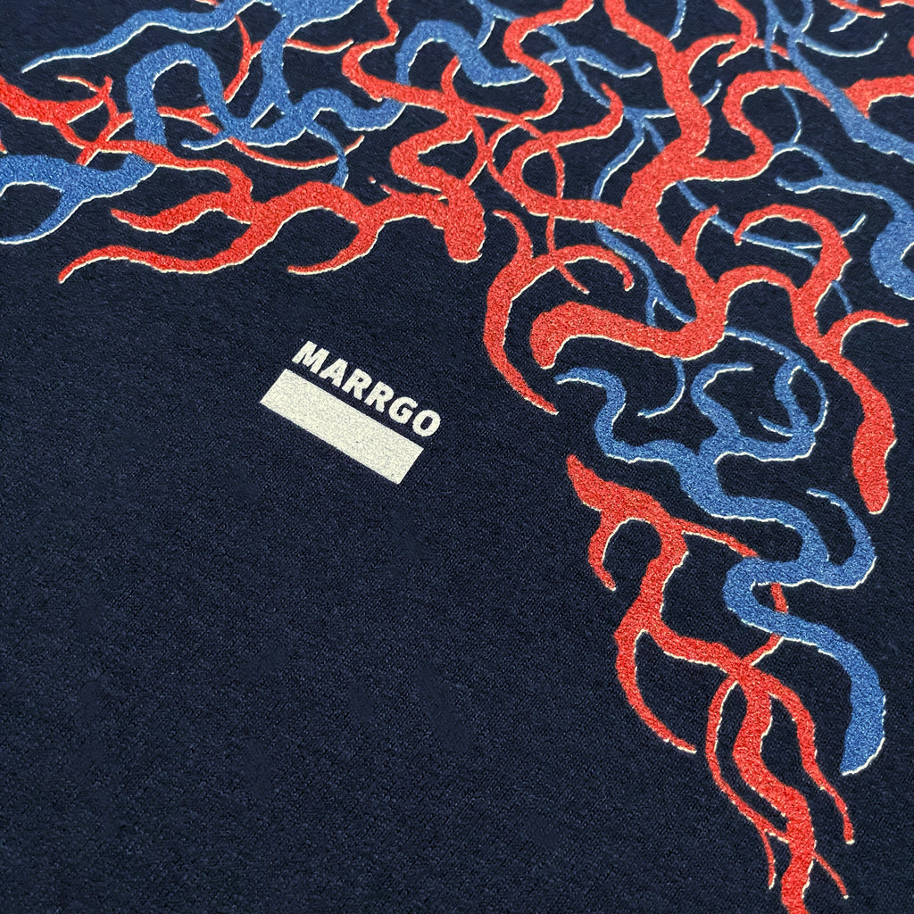 Blood ロングスリーブTシャツ ネイビー ロゴ ディテール MARRGO