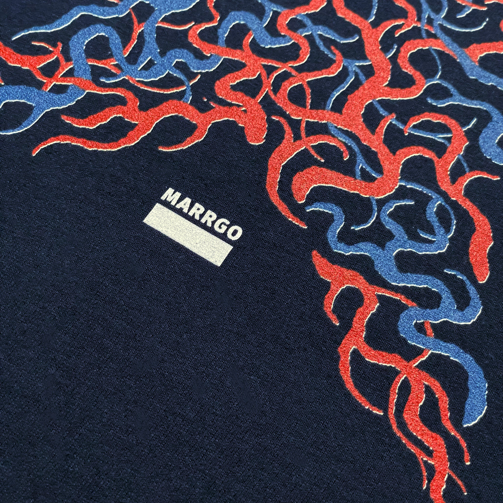 Blood ロングスリーブTシャツ ネイビー ロゴ ディテール