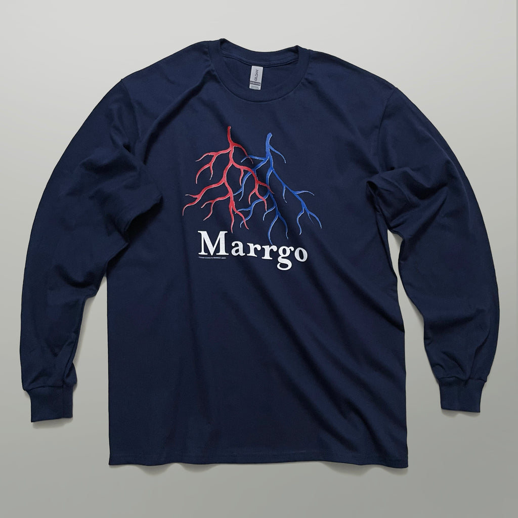 Blood ロングスリーブTシャツ ネイビー フロント 全体 血管