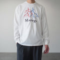 Blood ロングスリーブTシャツ ホワイト フロント モデル着用 血管 MARRGO