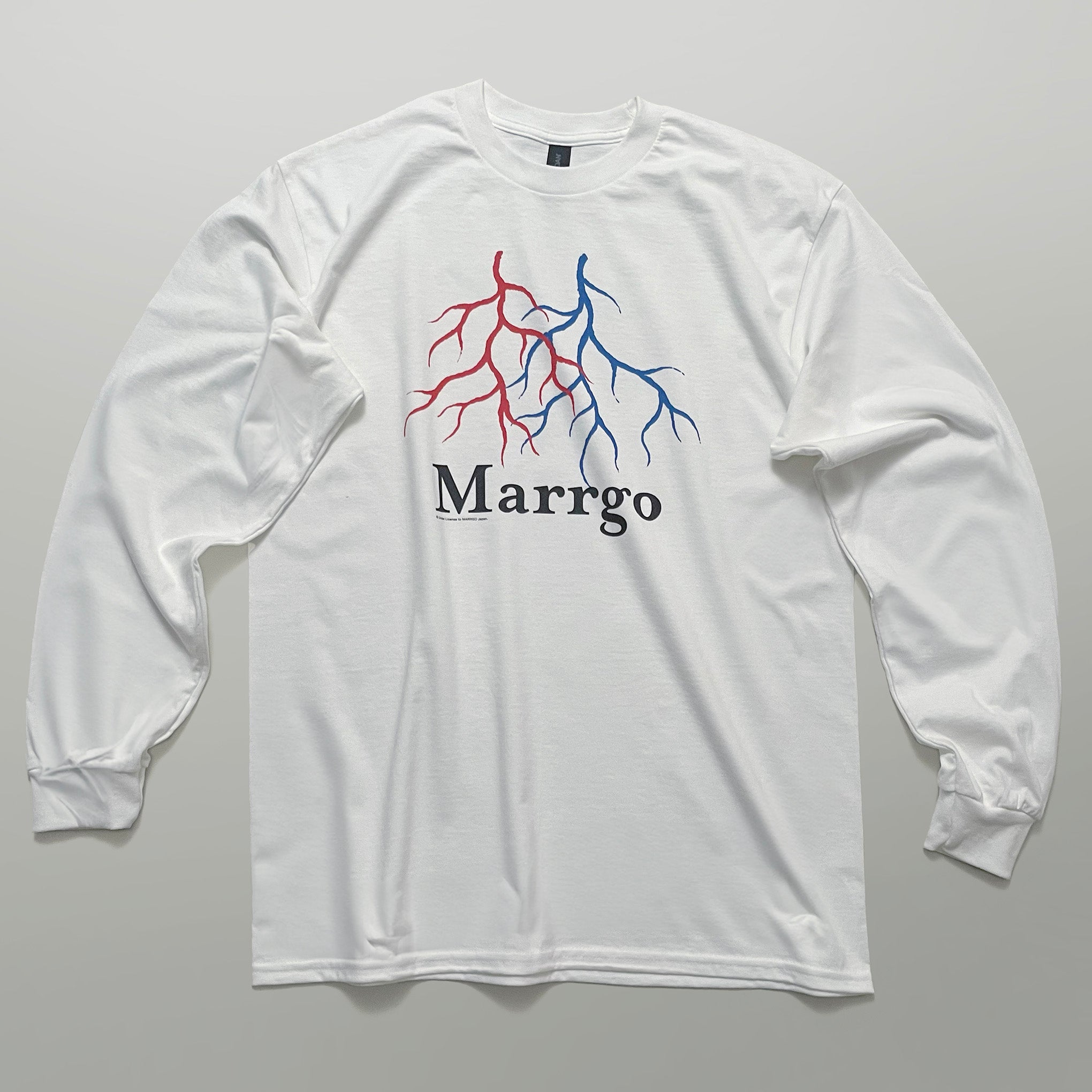Blood ロングスリーブTシャツ ホワイト フロント 全体 血管 MARRGO