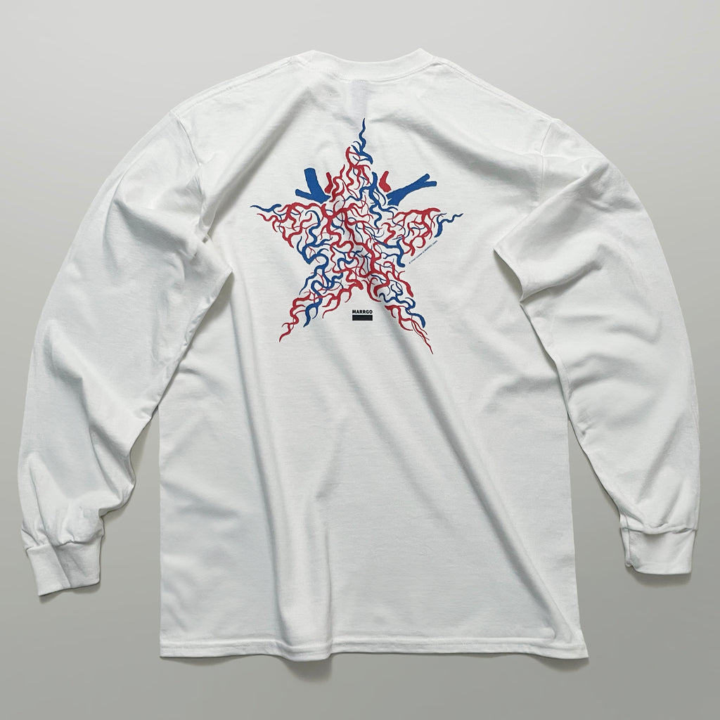 Blood ロングスリーブTシャツ ホワイト バック 全体 星型