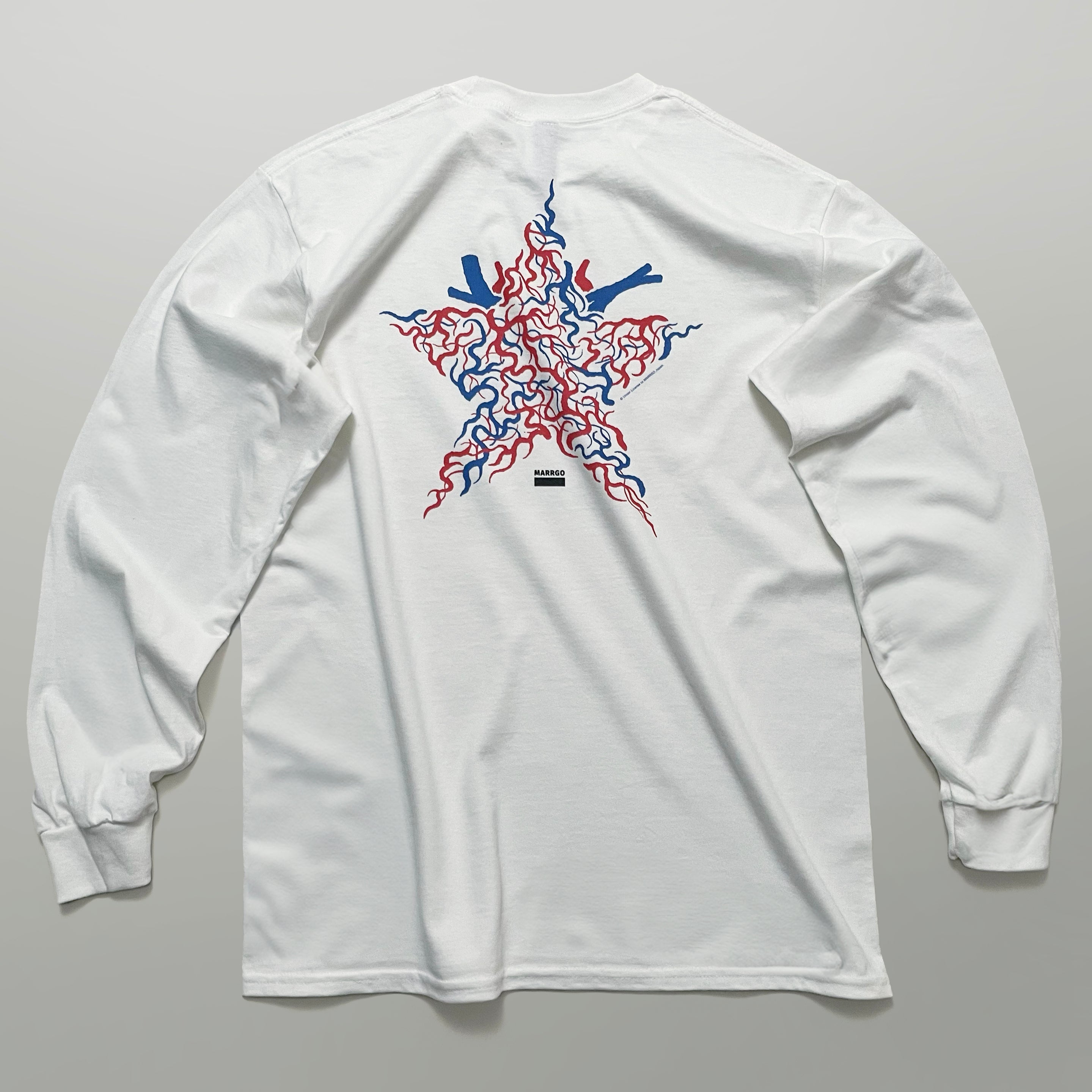 Blood ロングスリーブTシャツ ホワイト バック 全体 星型
