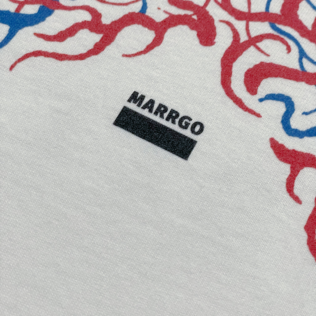 Blood ロングスリーブTシャツ ホワイト ロゴ ディテール