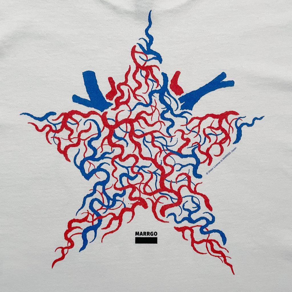 Blood ロングスリーブTシャツ ホワイト バック グラフィック クローズアップ