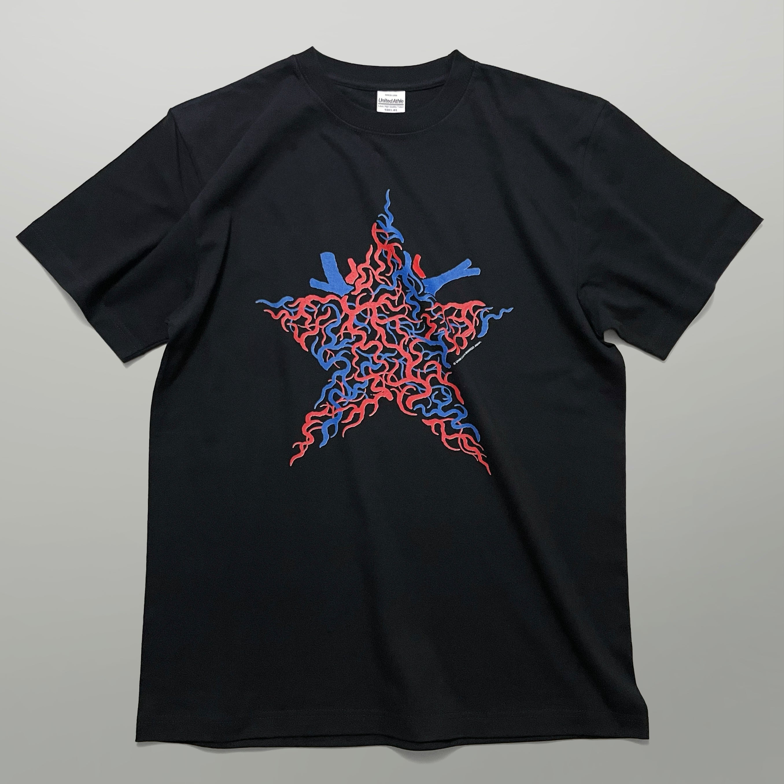 Blood Tシャツ ブラック フロント 全体 星型