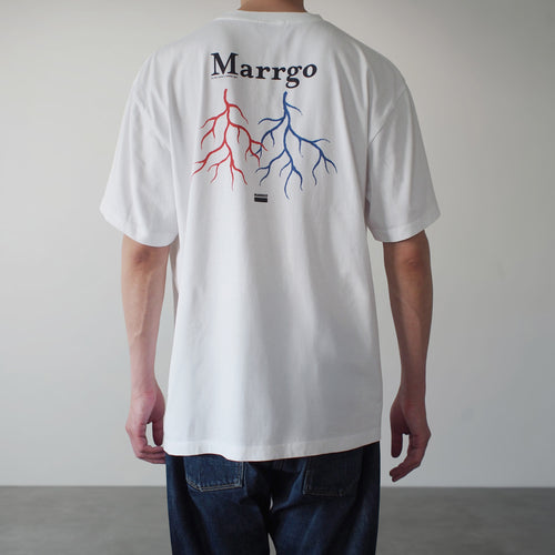 Blood Tシャツ ホワイト バック モデル着用 血管 MARRGO