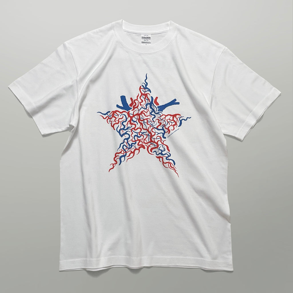 Blood Tシャツ ホワイト フロント 全体 星型 MARRGO