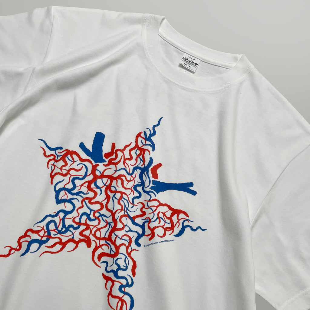 Blood Tシャツ ホワイト フロント グラフィック 斜め