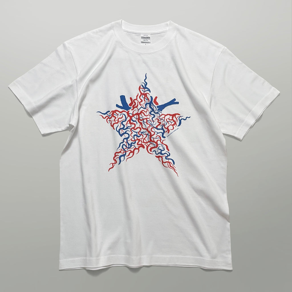 Blood Tシャツ ホワイト フロント 全体 星型