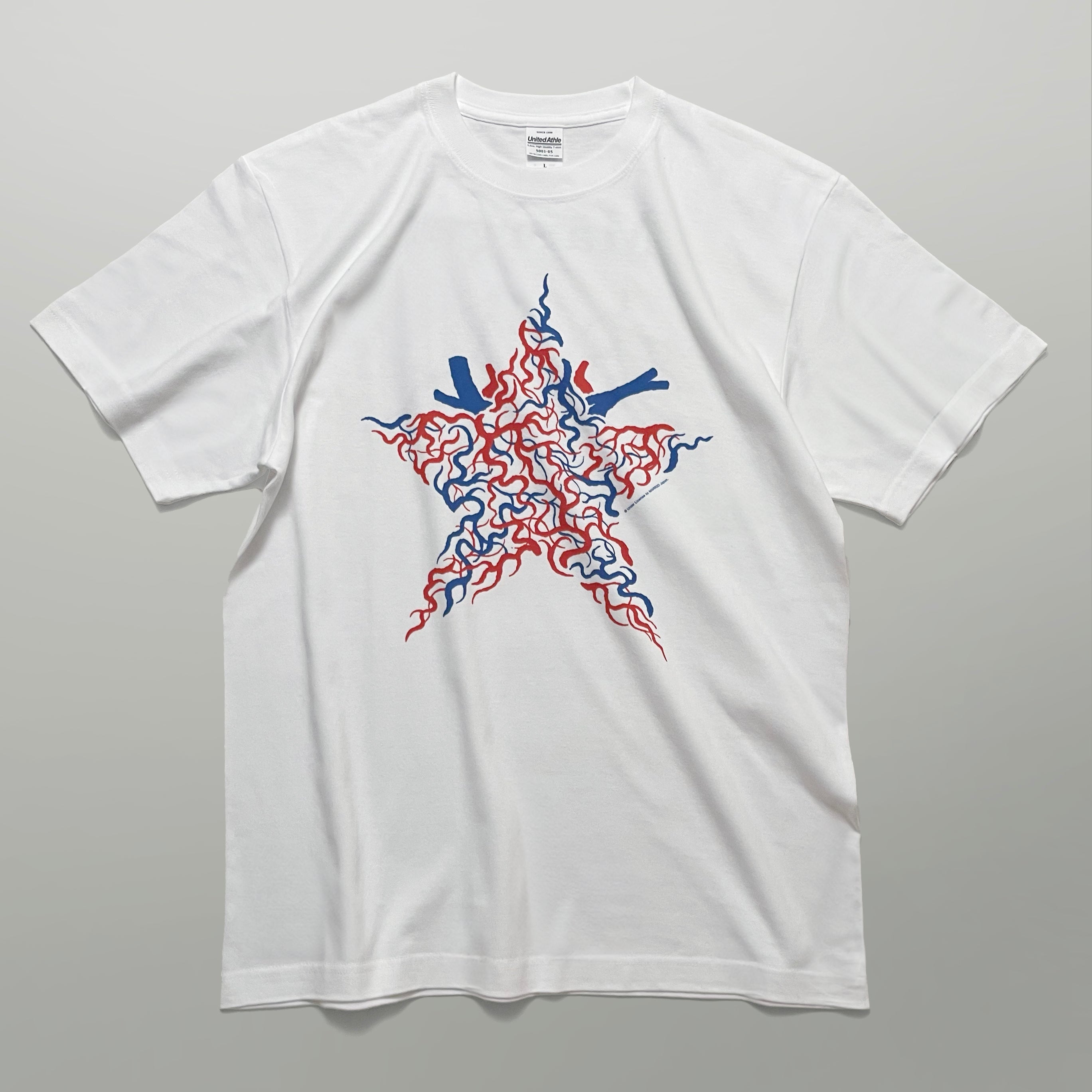 Blood Tシャツ ホワイト フロント 全体 星型
