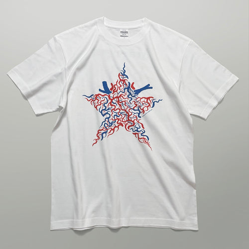 Blood Tシャツ ホワイト フロント 全体 星型