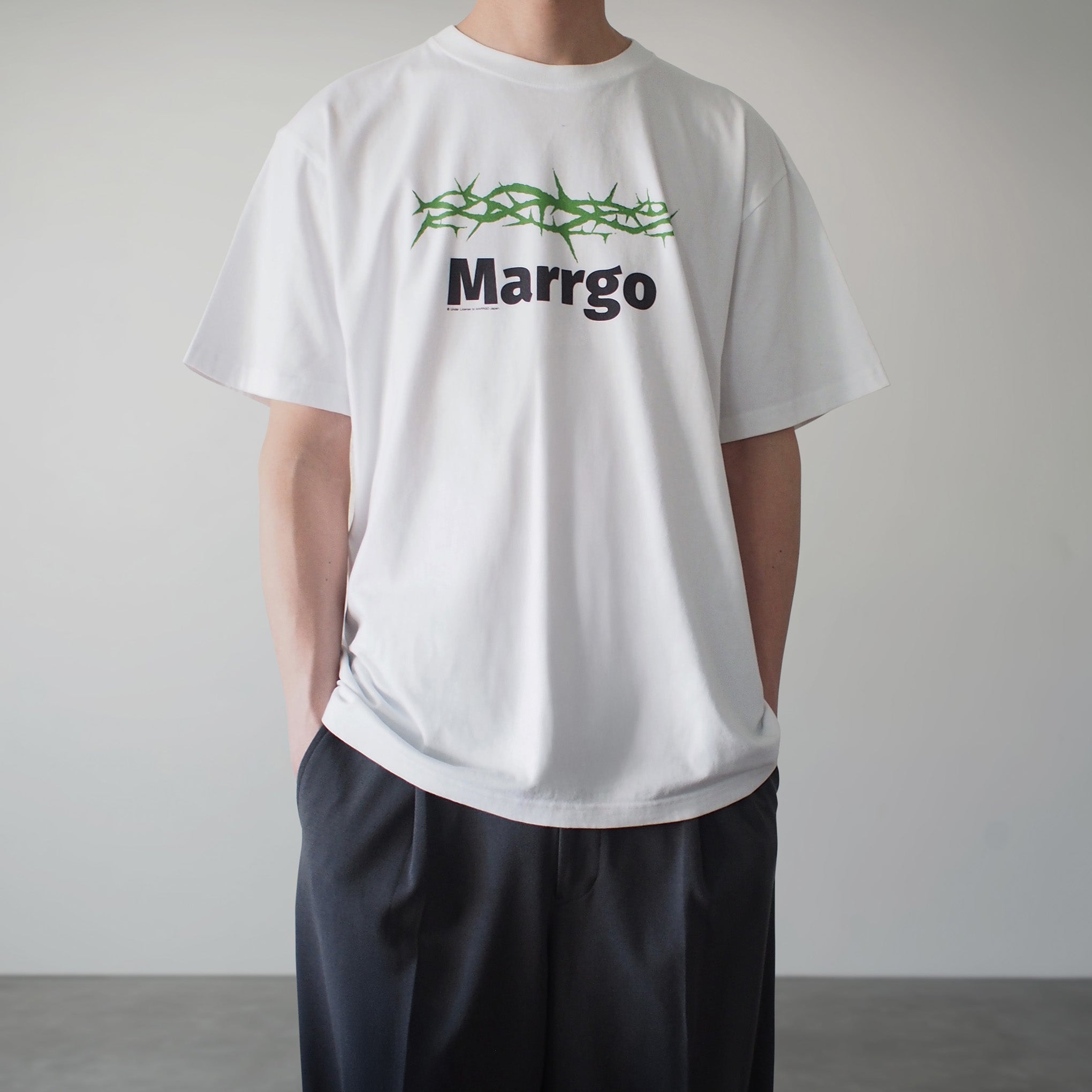 Ibara Tシャツ ホワイト フロント モデル着用 いばら MARRGO