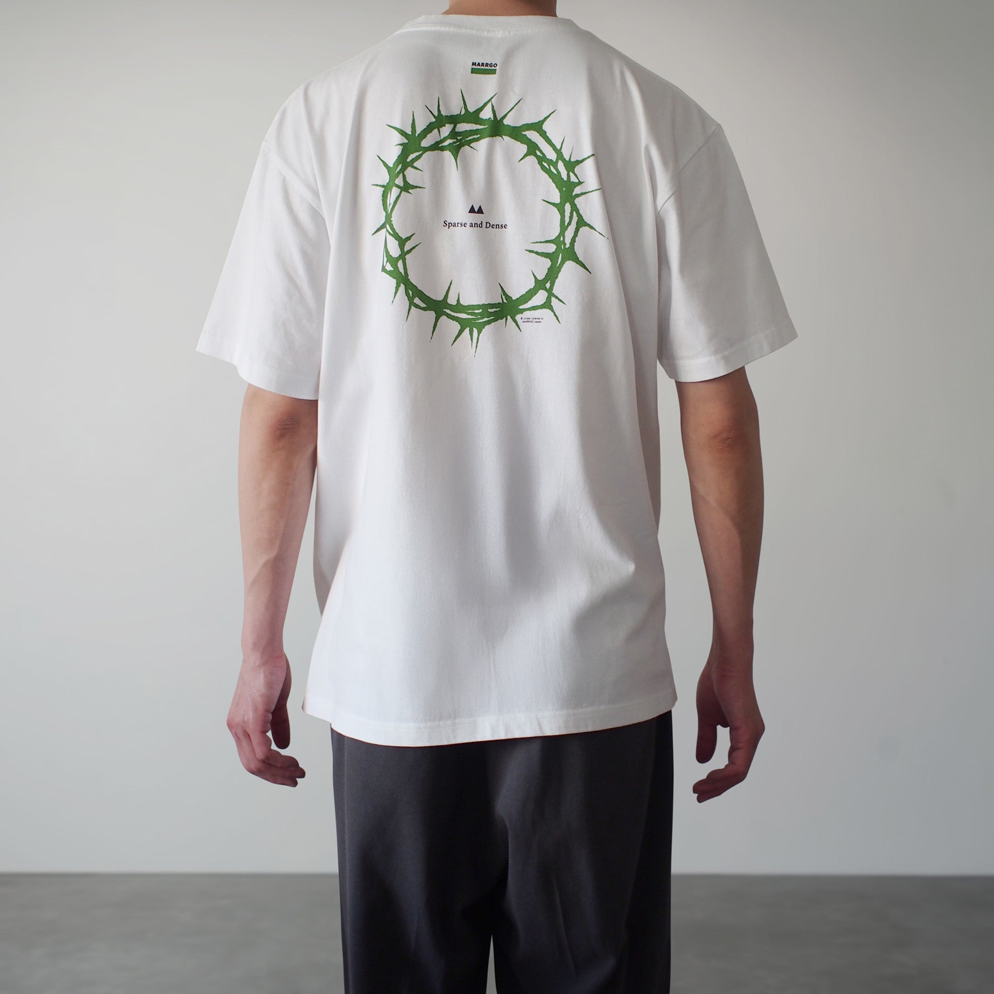 Ibara Tシャツ ホワイト バック モデル着用 いばら 円形 MARRGO