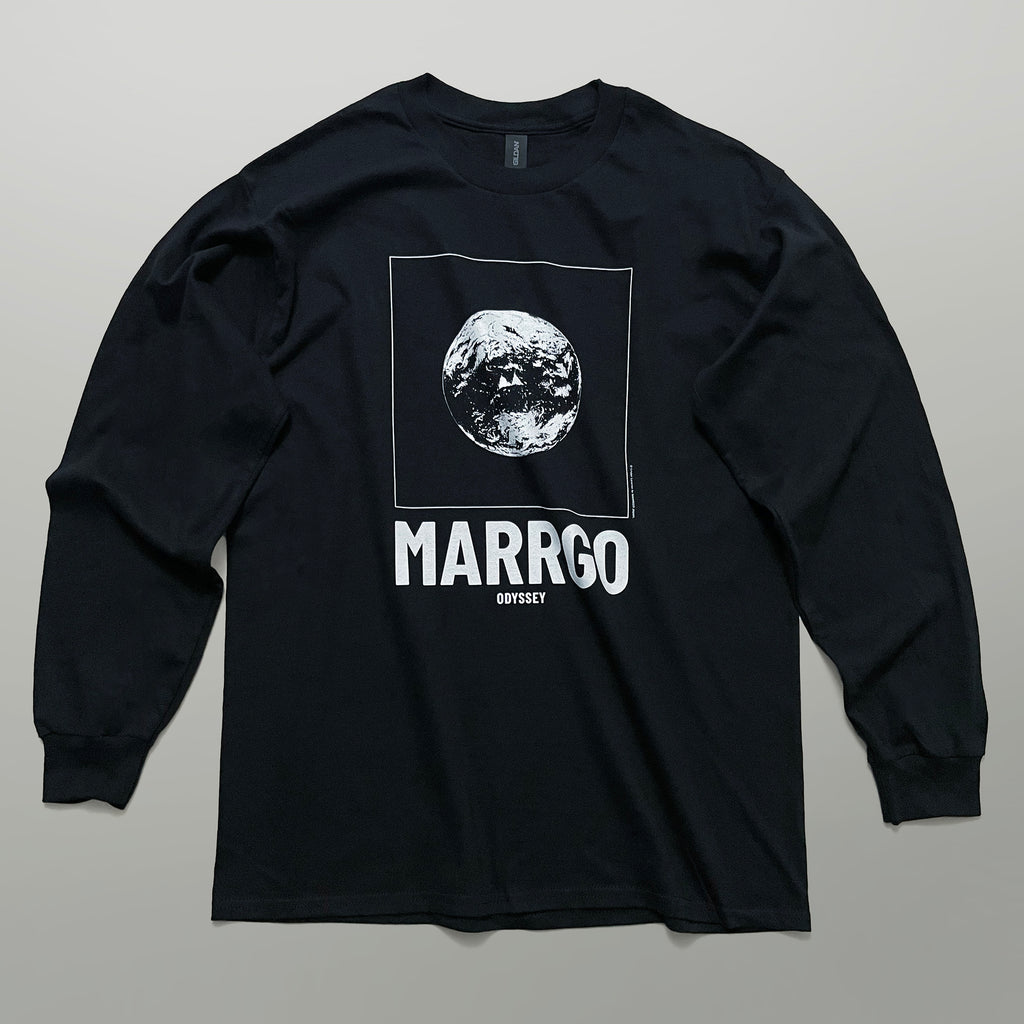 Odyssey ロングスリーブTシャツ ブラック フロント 全体 惑星 地球 MARRGO