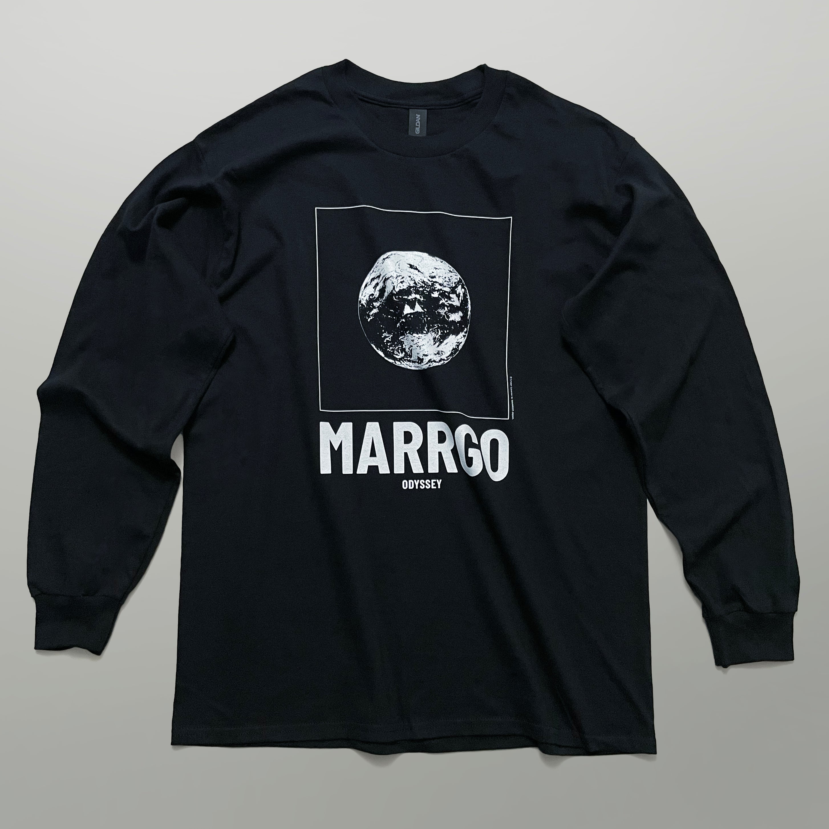 Odyssey ロングスリーブTシャツ ブラック フロント 全体 惑星 地球