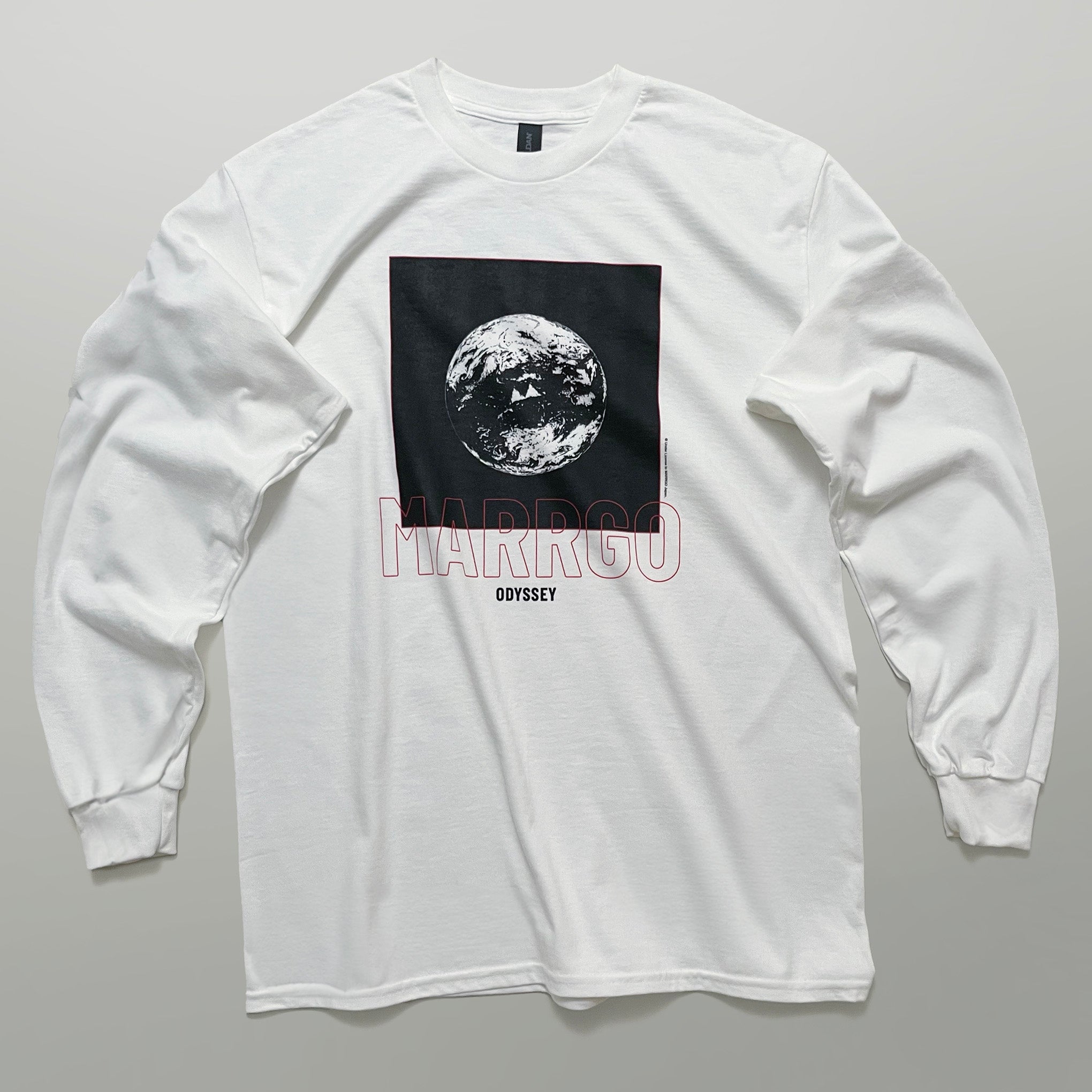 Odyssey ロングスリーブTシャツ ホワイト フロント 全体 惑星 地球 MARRGO