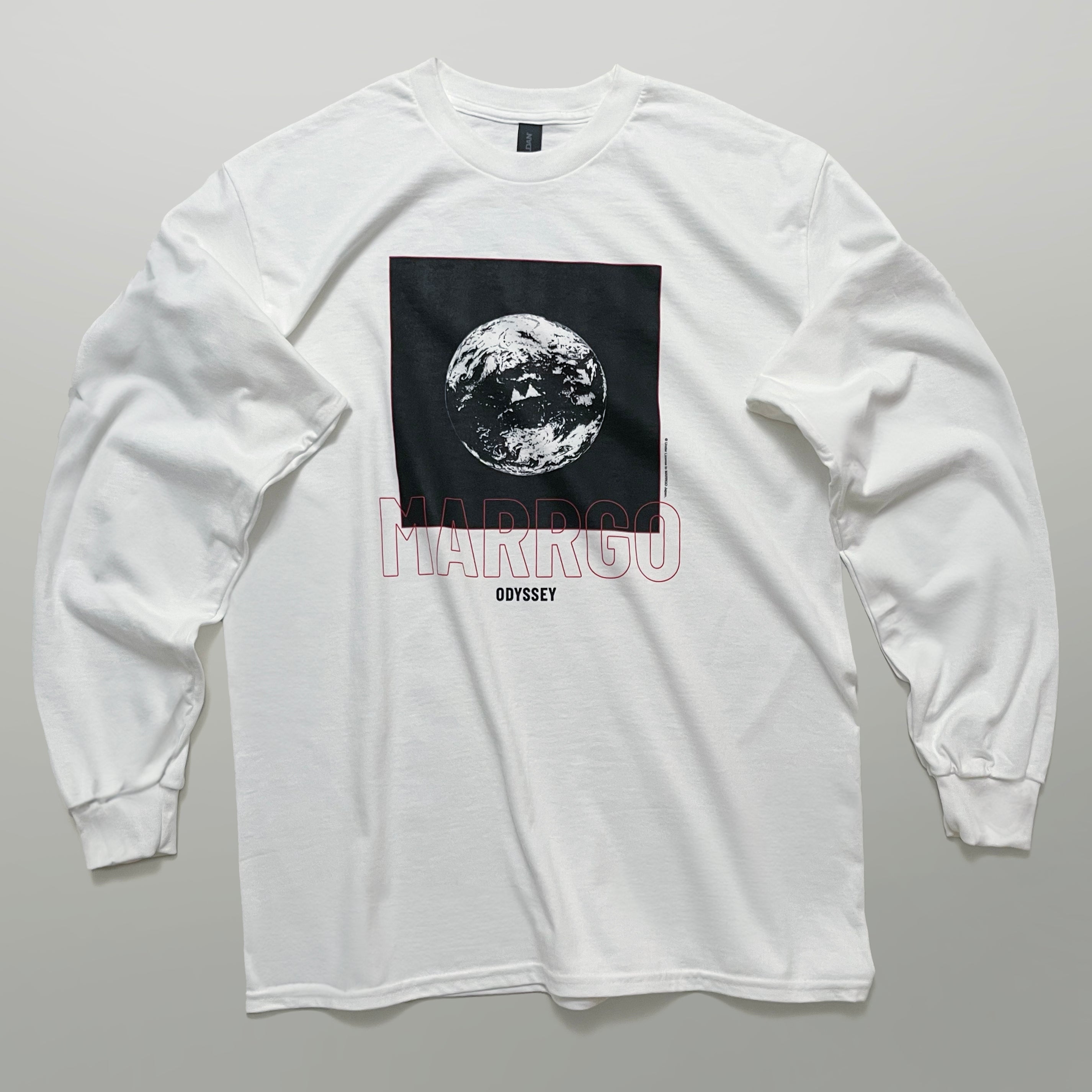Odyssey ロングスリーブTシャツ ホワイト フロント 全体 惑星 地球