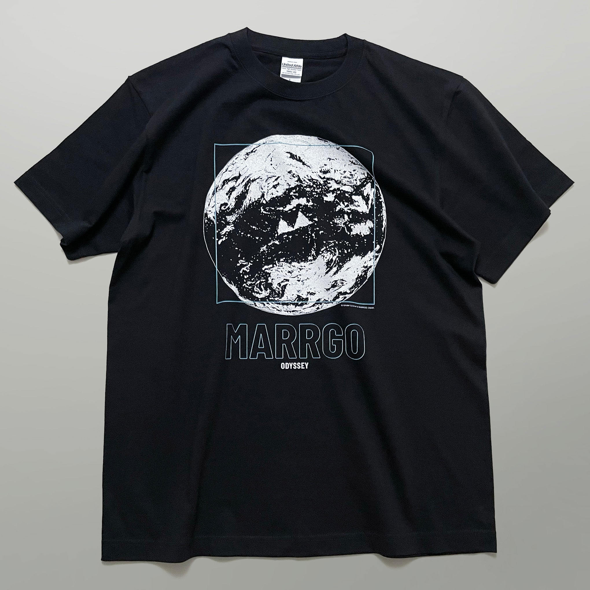 Odyssey Tシャツ ブラック フロント 全体 惑星 地球 MARRGO