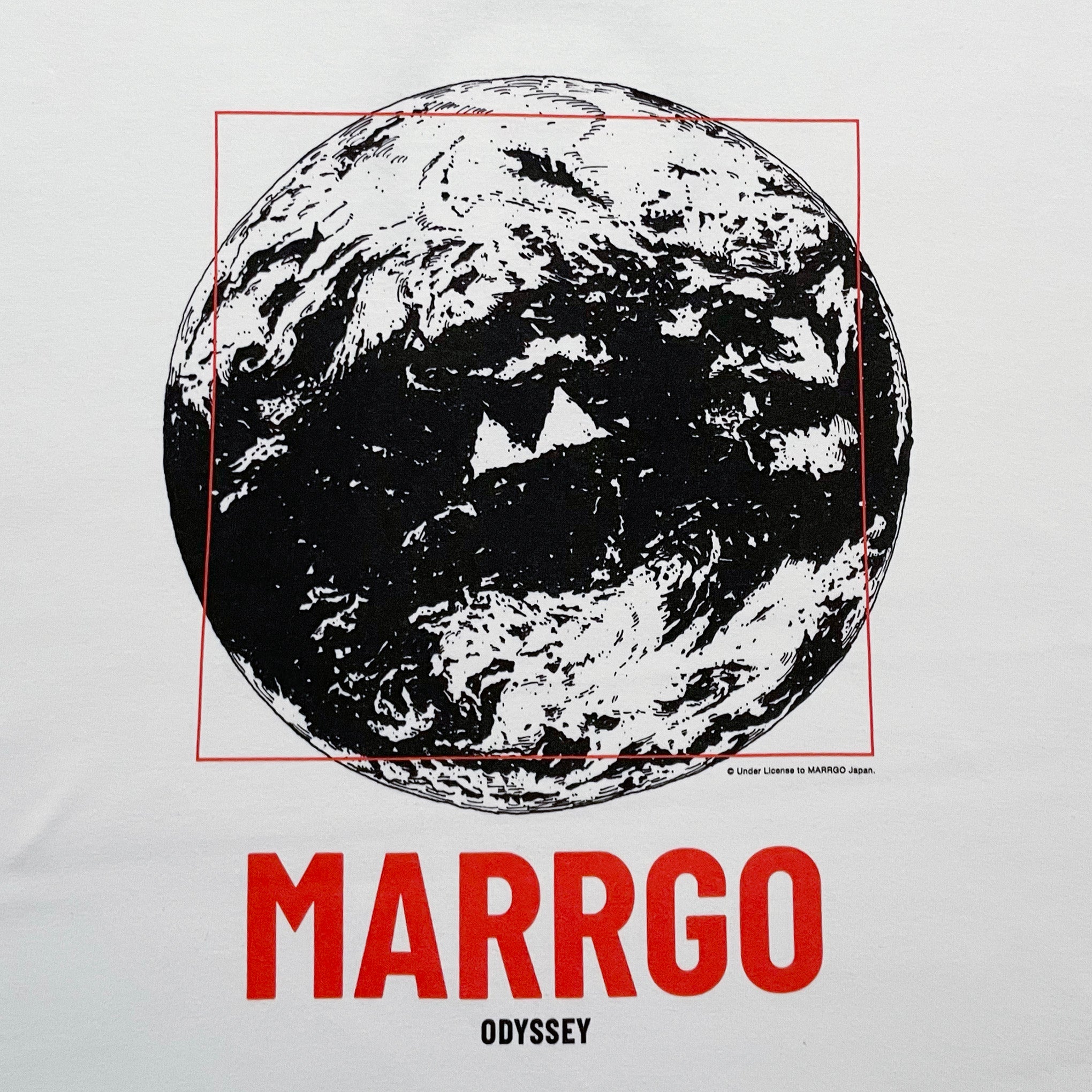Odyssey Tシャツ ホワイト フロント グラフィック クローズアップ MARRGO